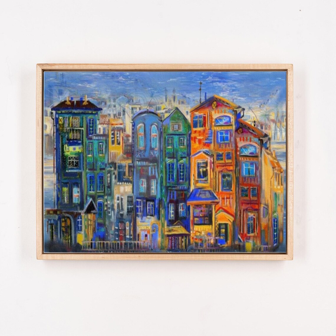 Colorful Row of Traditional Dutch Canal Houses Painting Poster - Image 4