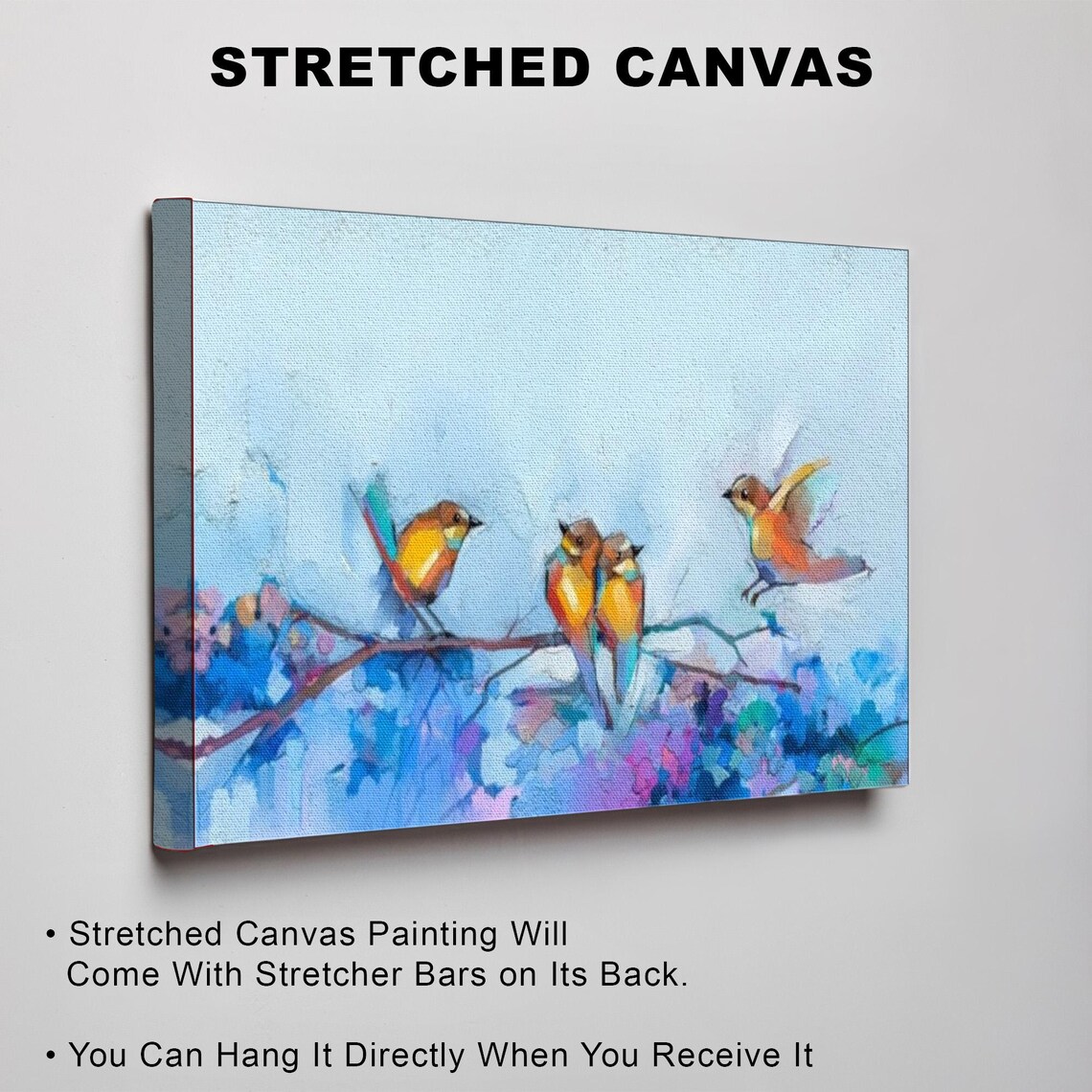 Colorful Songbirds On A Flowering Branch Soft Spring Art Poster - Image 3