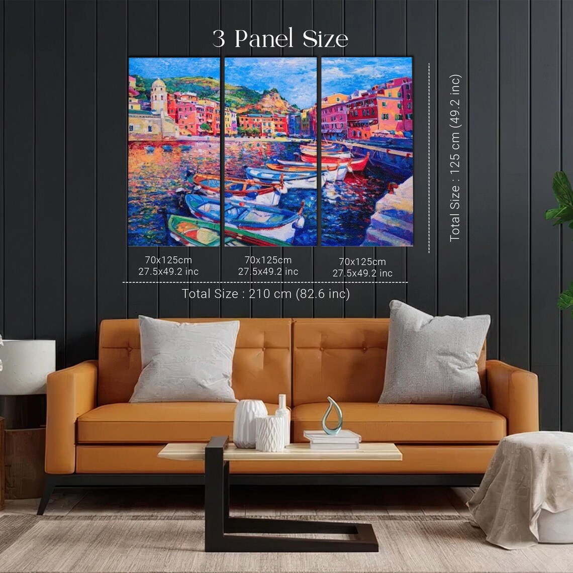 Colorful Coastal Harbor With Boats Italy Painting Scene Poster - Image 2