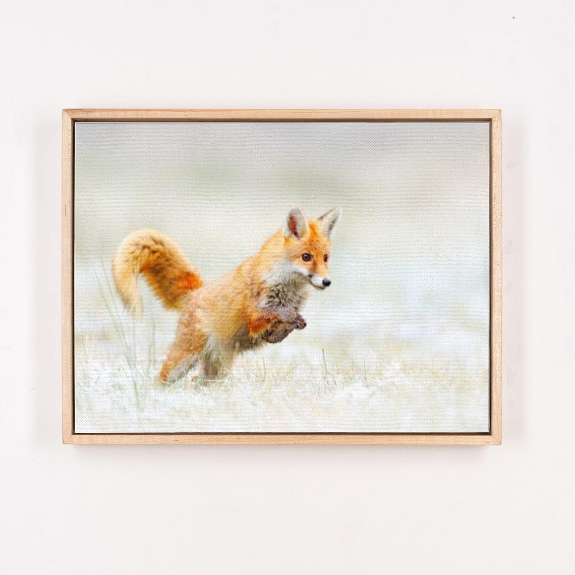 Red Fox Leaping Through Fresh Snow in Winter Wildlife Art Poster - Image 4