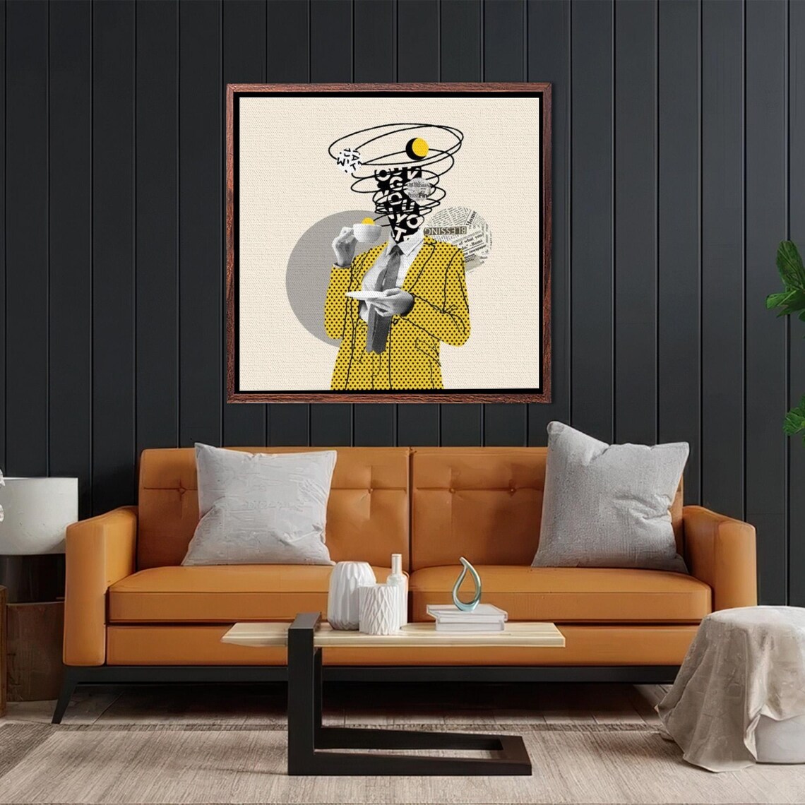 Coffee Drinking Comic Book Hero Pop Art Print Large Wall Art Surreal Wall Art Surreal Print Housewarming Gift - Image 2