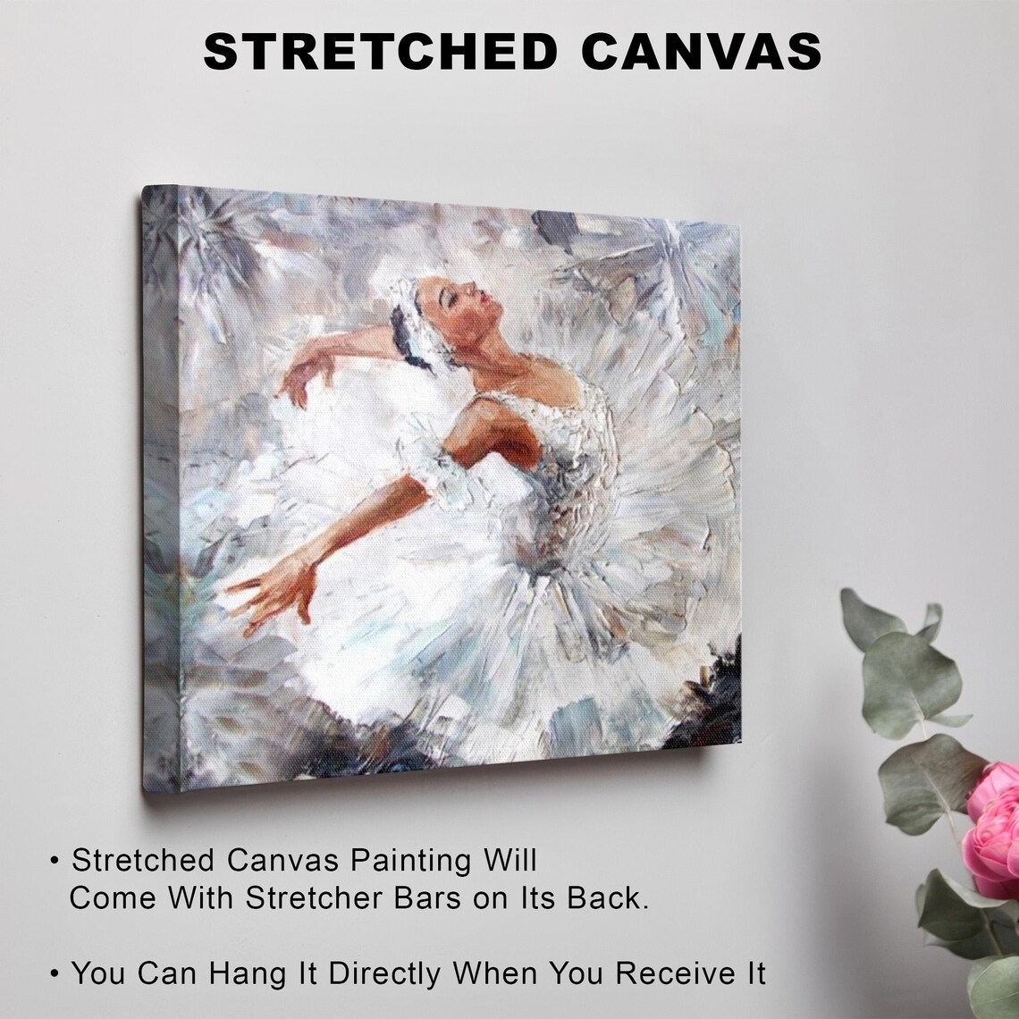 Ballerina Dancer In White Tutu Oil Painting Style Ballet Art Poster - Image 3