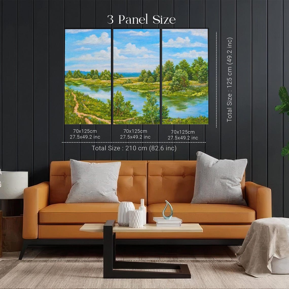 Russian River Oil Painting Style Decorative Wall Art Landscape Wall Table Nature Decor Nature Art - Image 2