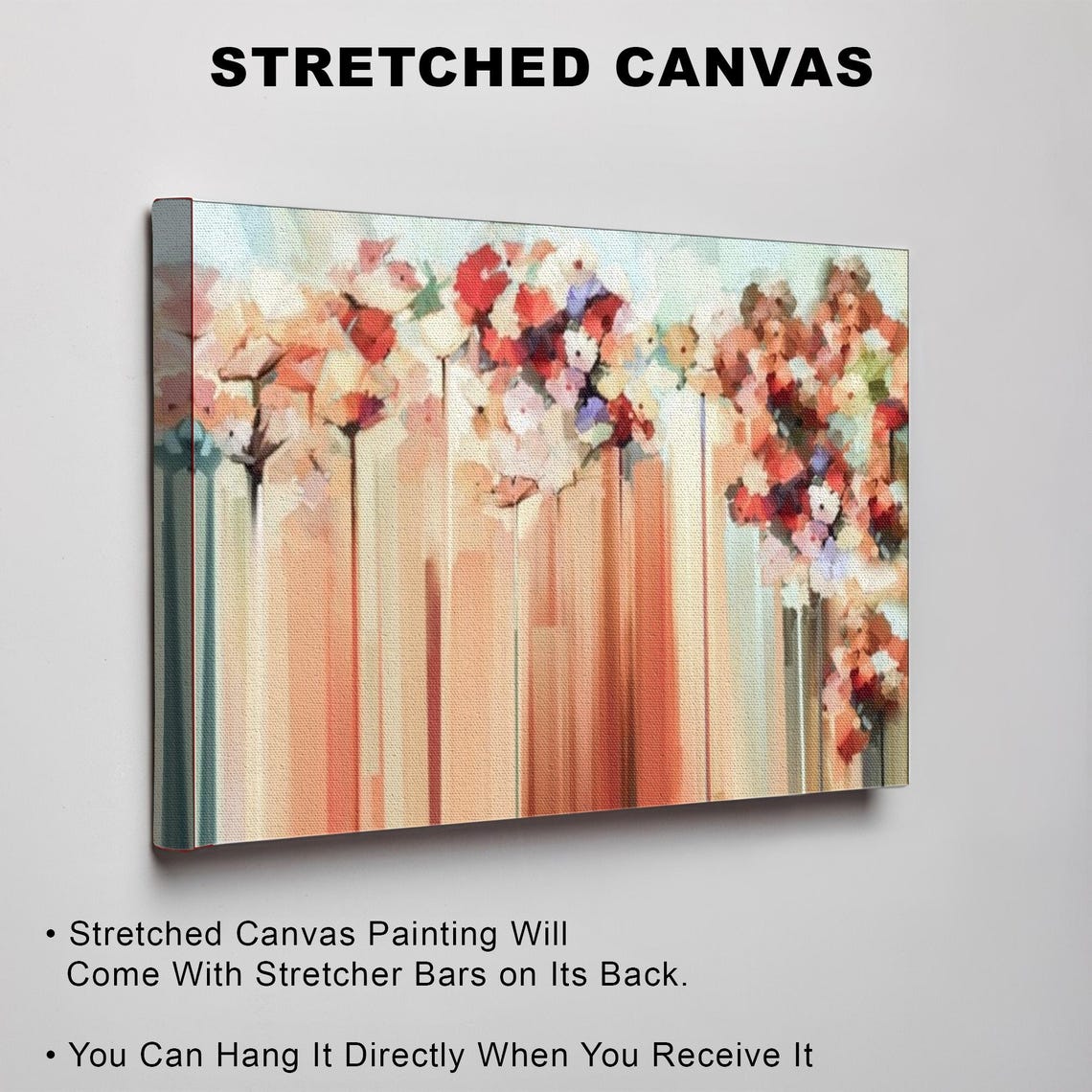 Abstract Coral and Peach Flowers in Tall Vases Floral Art Poster - Image 3