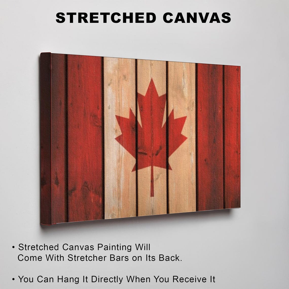 Canadian Maple Leaf Flag Painted On Rustic Wooden Planks Poster - Image 3