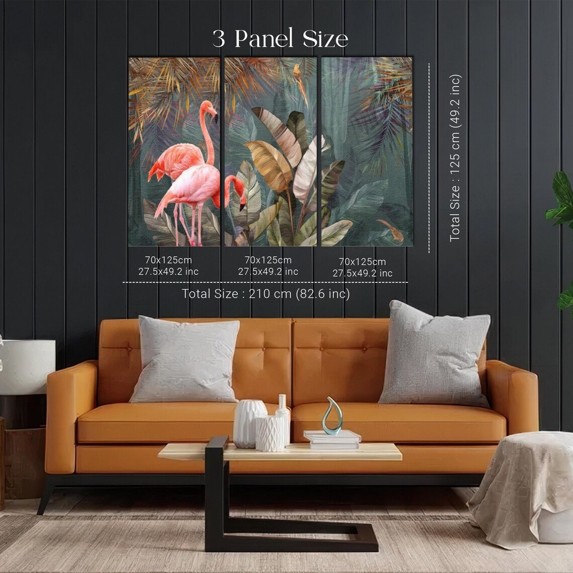 Pink Flamingos Among Tropical Palm Leaves Jungle Painting Poster - Image 2