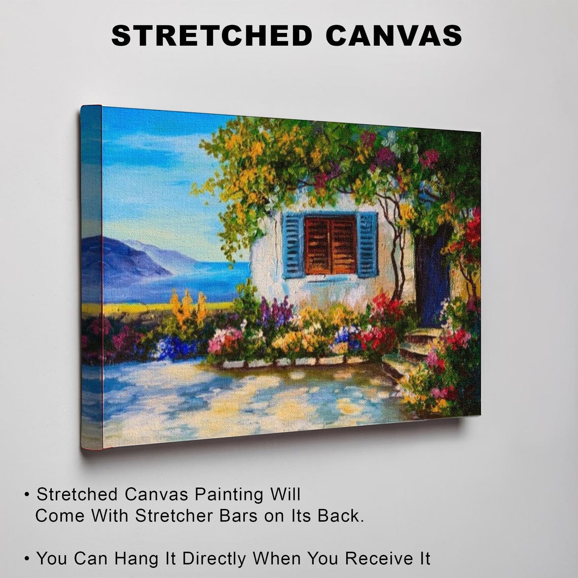 Mediterranean Seaside Villa with Flowering Garden Impressionist Poster - Image 3