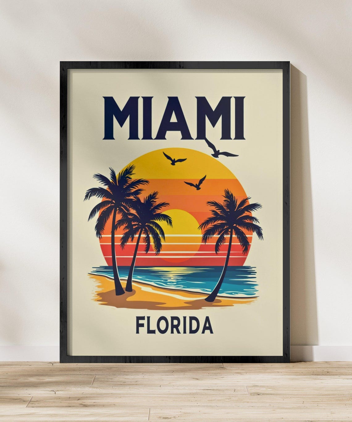 Miami Florida Tropical Beach Sunset Palm Trees Coastal Poster - Image 2