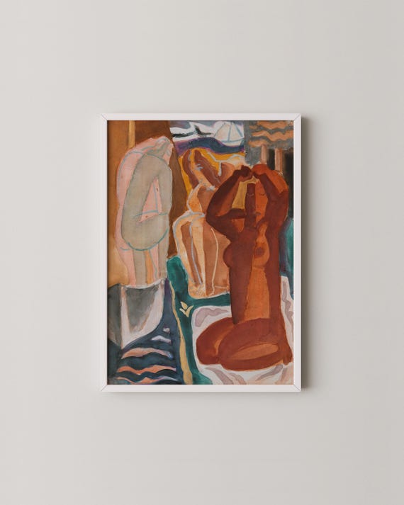 Abstract Figurative Art Mid Century Vintage Remix Boho Print Living Room Wall Bohemian Decor