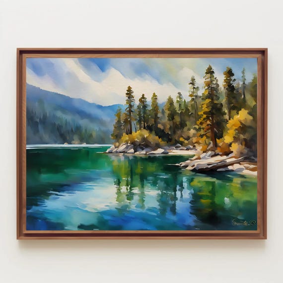 Emerald Bay State Park Watercolor Painting Print Art Lake Tahoe