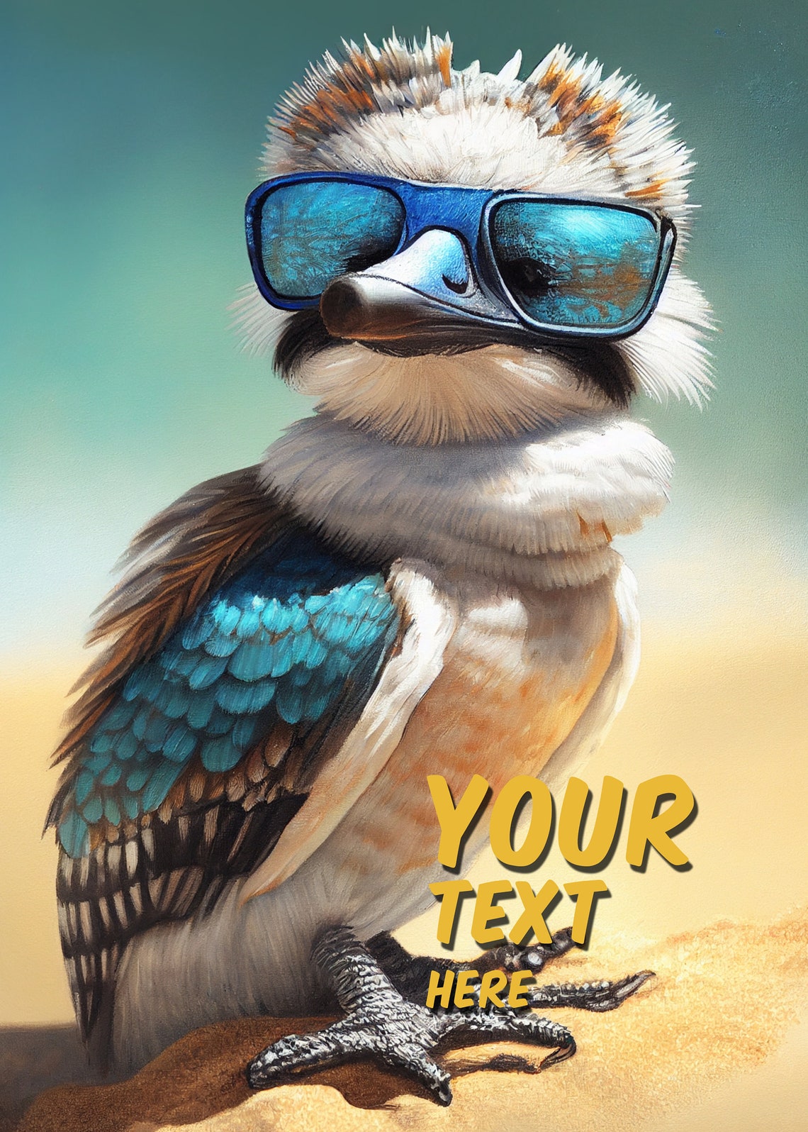 Mighty Kookaburra Sunglasses Beach Funny Bird Customizable Poster - Image 3