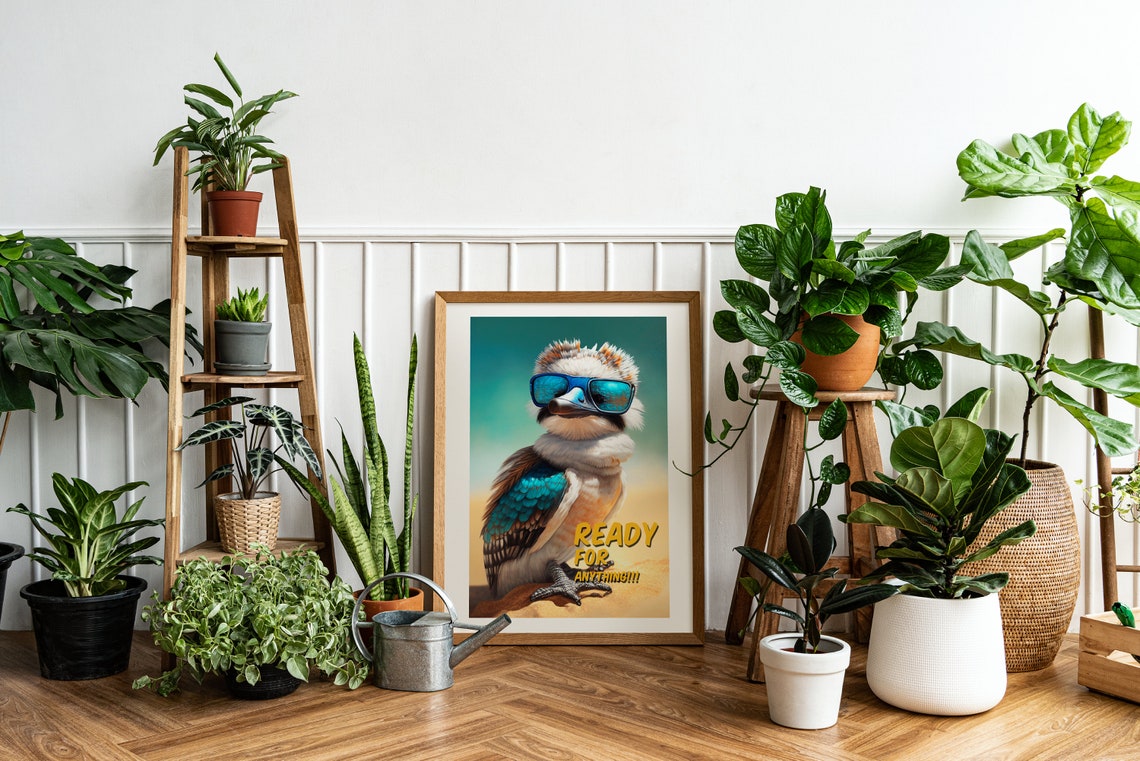 Kookaburra Ready for Anything Sunglasses Funny Bird Quote Poster - Image 2