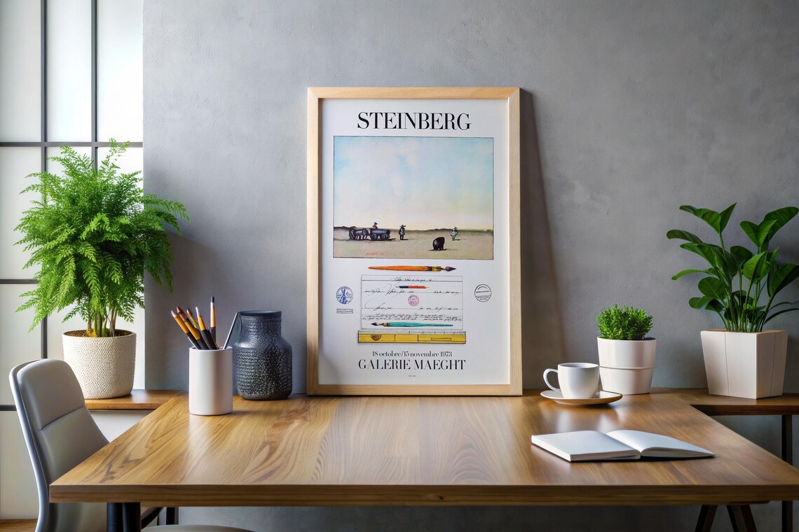 Saul Steinberg Galerie Maeght 1973 Exhibition Vintage Art Poster - Image 3