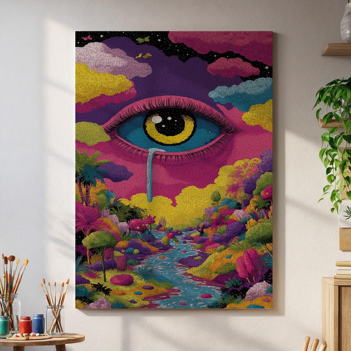 Surreal Giant Eye Crying Teardrop Psychedelic Cosmic Vision Poster