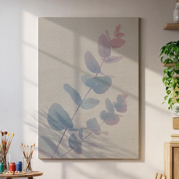 Soft Botanical Eucalyptus Canvas Art Minimal Natureinspired Wall Decorpastel Plant Print For Kitchen Hallwayor Serene Interiors