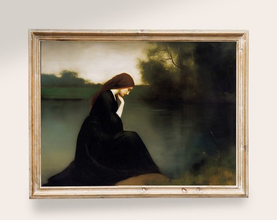 Moody Woman Portrait Vintage Dark Academia Art Print