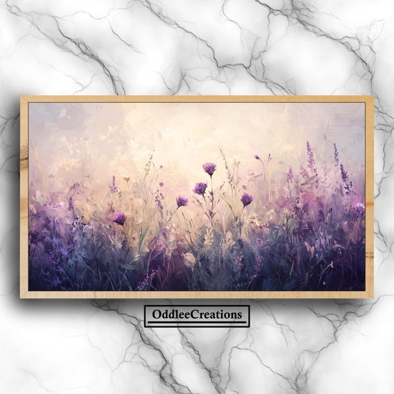 Weathered Wildflowers Frame Tv Art Gothic Of Faded Blooms In Misty Farm Landscape Vintage Impressionist Style Tlv38