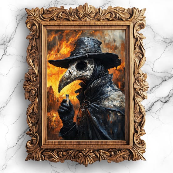 Gothic Plague Doctor Art Creepy Halloween Dark Vintage Medical Decor For Walls Prt23