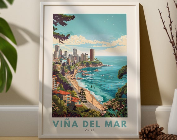 Vina Del Mar Wall Art Print Travel Poster Chile Decor Hang