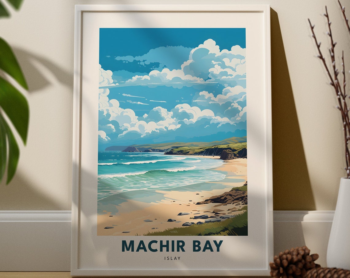 Machir Bay Islay Scotland Coastal Sandy Beach Vintage Travel Poster