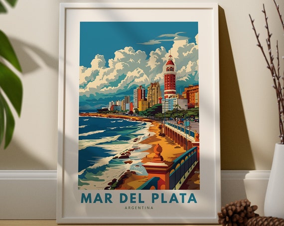 Mar Del Plata Art Print Poster Argentina Hanging Wall Decor