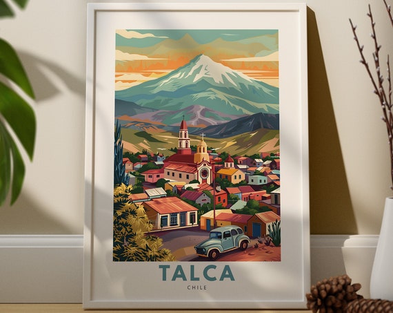 Talca Wall Art Print Travel Poster Chile Decor Hang