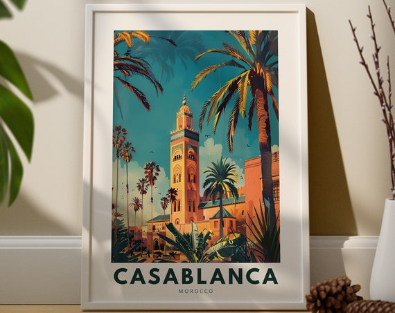 Casablanca Travel Art Print Poster Morocco Wall Home Decor