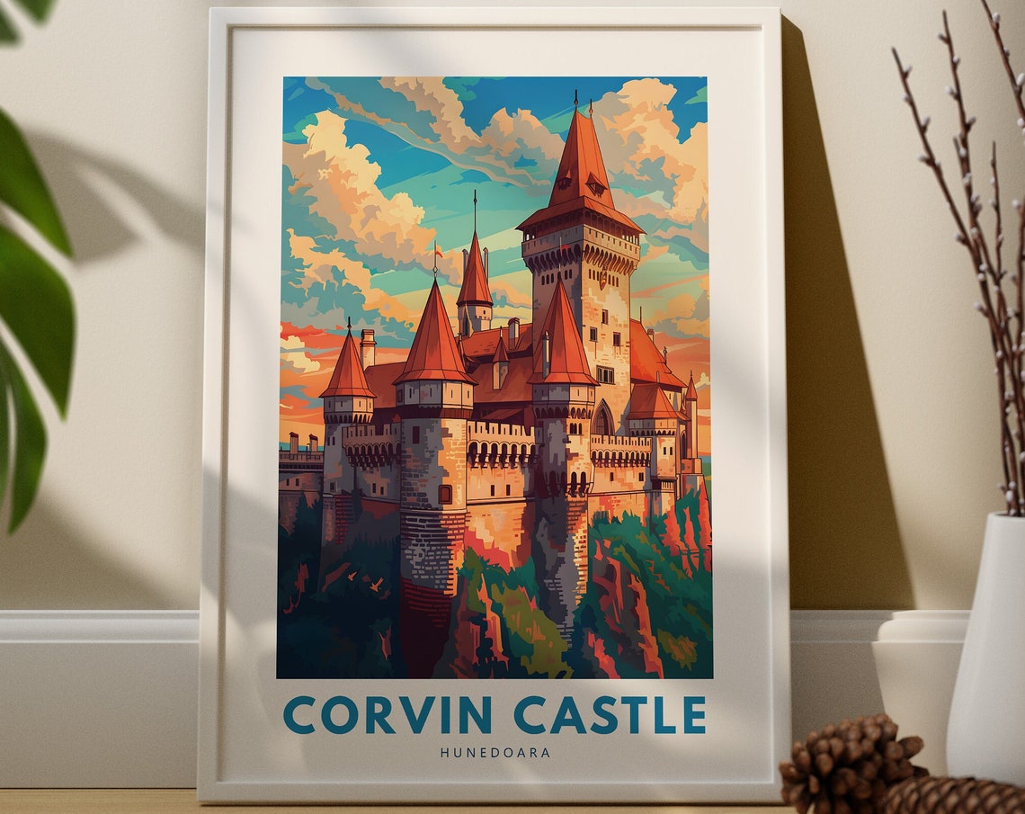 Corvin Castle Hunedoara Romania Medieval Landmark Travel Poster