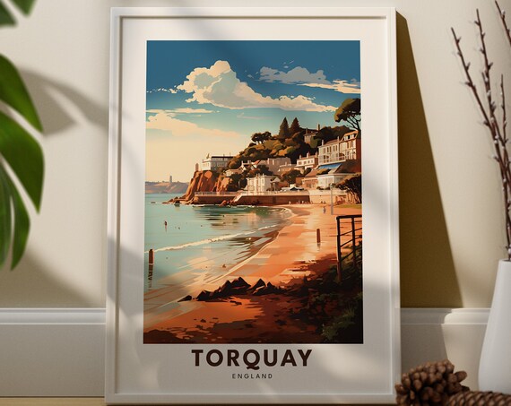 Torquay Travel Print Wall Art Hanging Home Dcor Devon Gift Lovers City Poster South West England