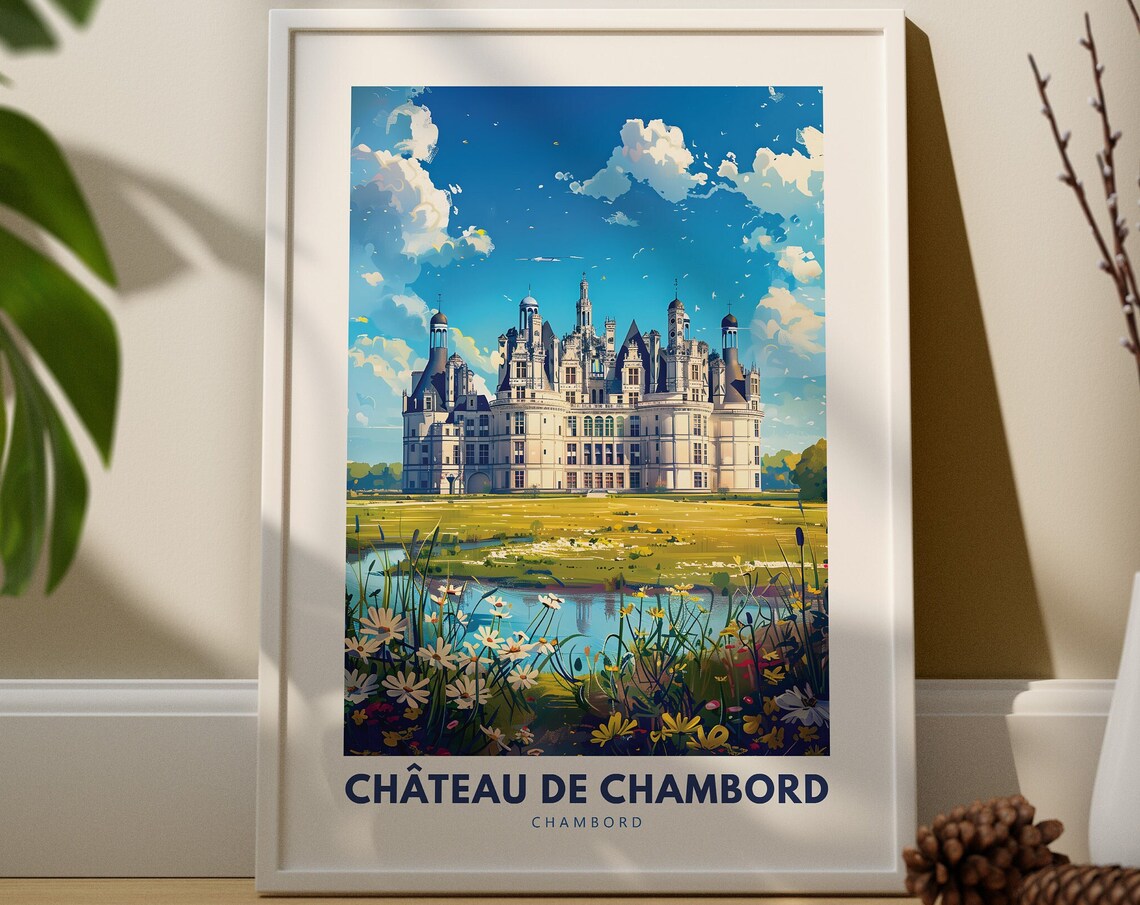 Chateau de Chambord France Travel Poster with Loire Valley Castle