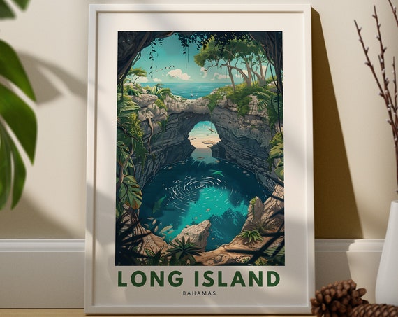 Long Island Travel Art Print City Wall Poster Bahamas Decor