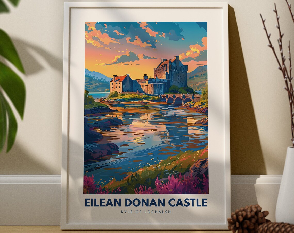 Eilean Donan Castle Kyle Of Lochalsh Sunset Scotland Travel Poster