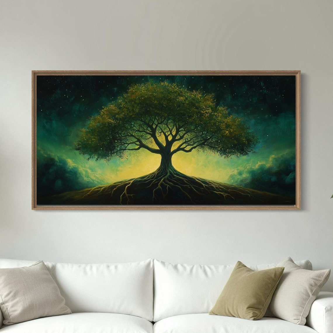 Mystical Tree Of Life Roots Starry Night Celestial Green Poster - Image 5