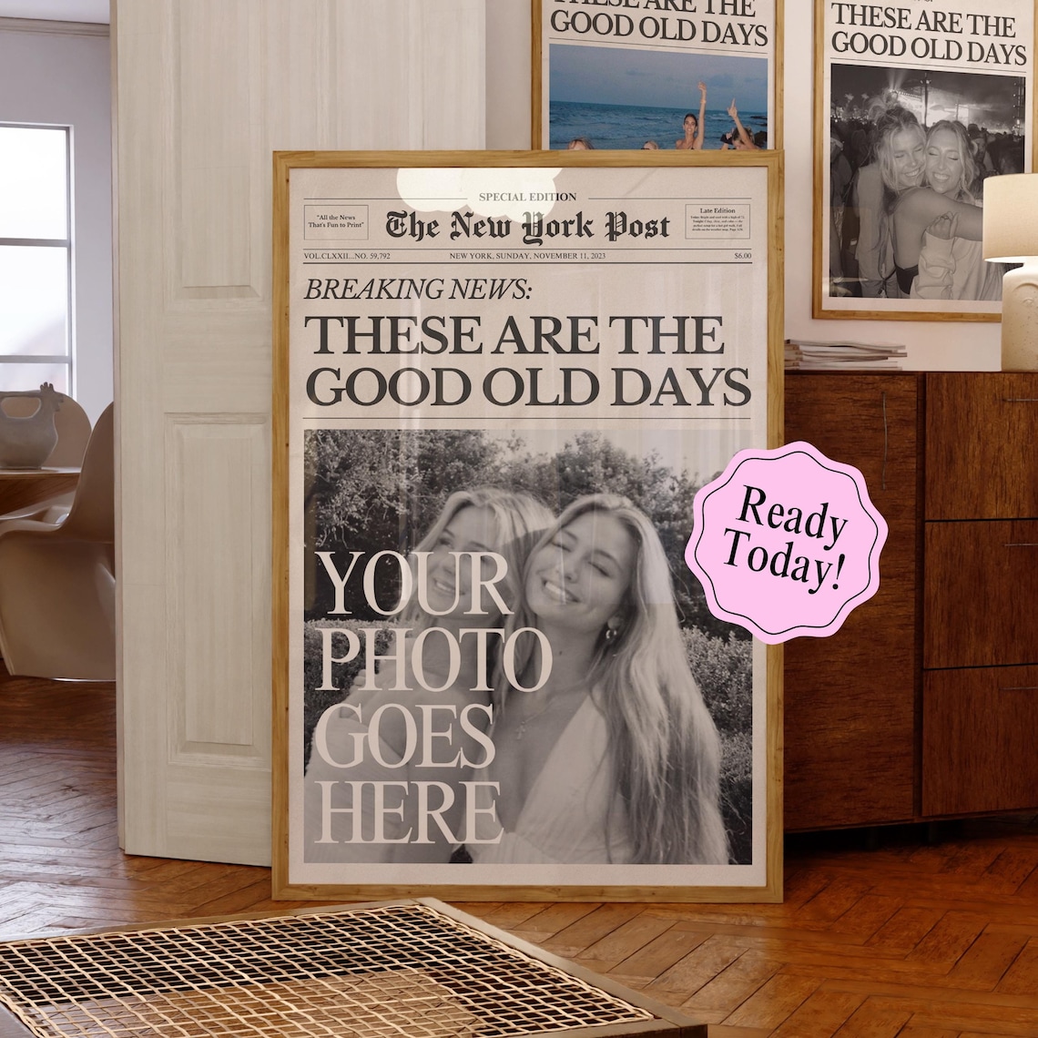 Custom New York Post Style Good Old Days Photo Newspaper Poster