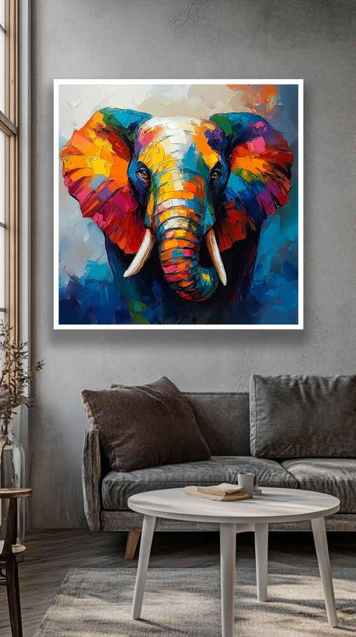 Rainbow Elephant Head Splash in Vibrant Modern Abstract Art Poster - Image 3