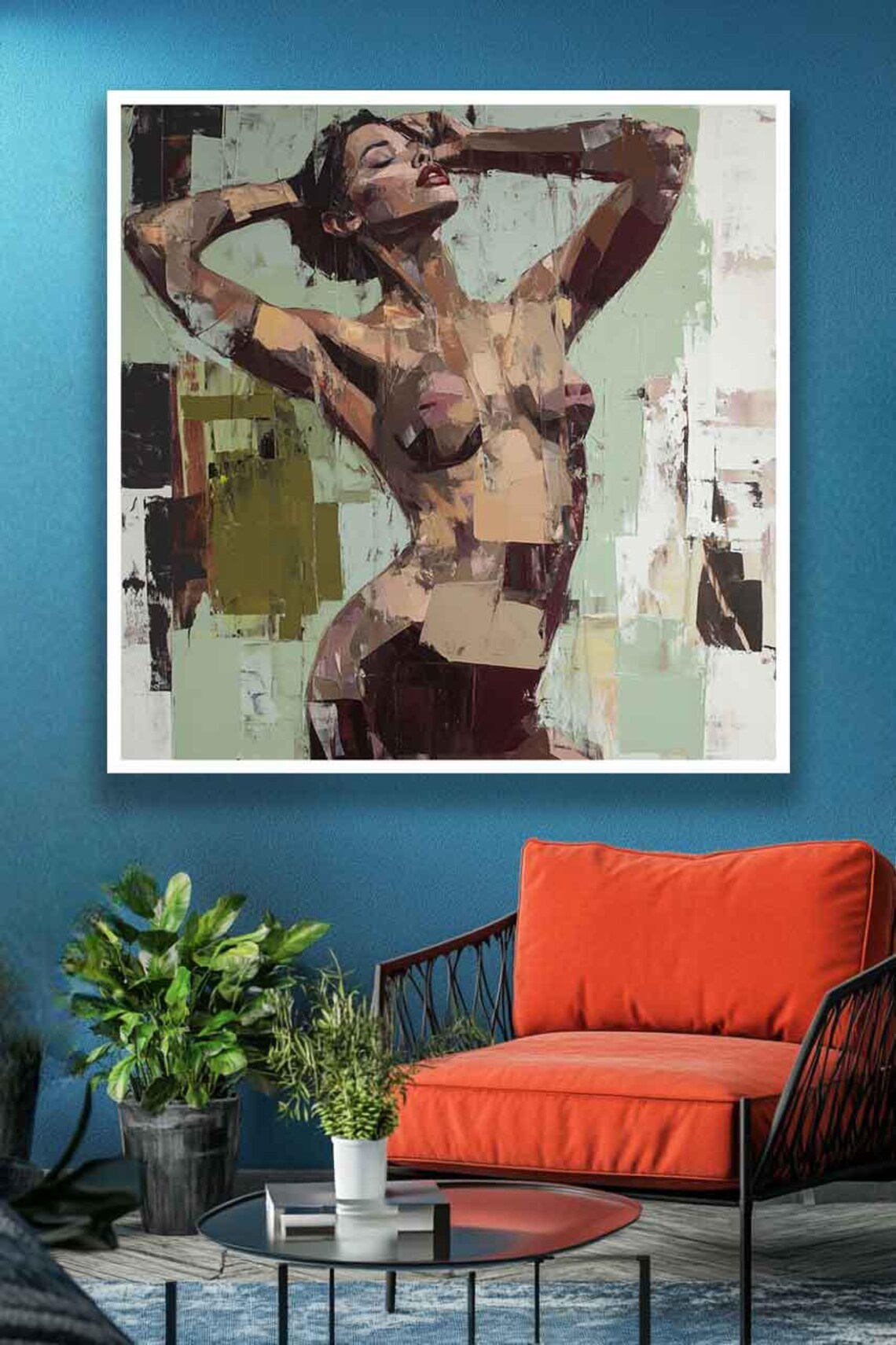 Elegant Nude Woman Figure Palette Knife Oil Painting Wall Poster - Image 3