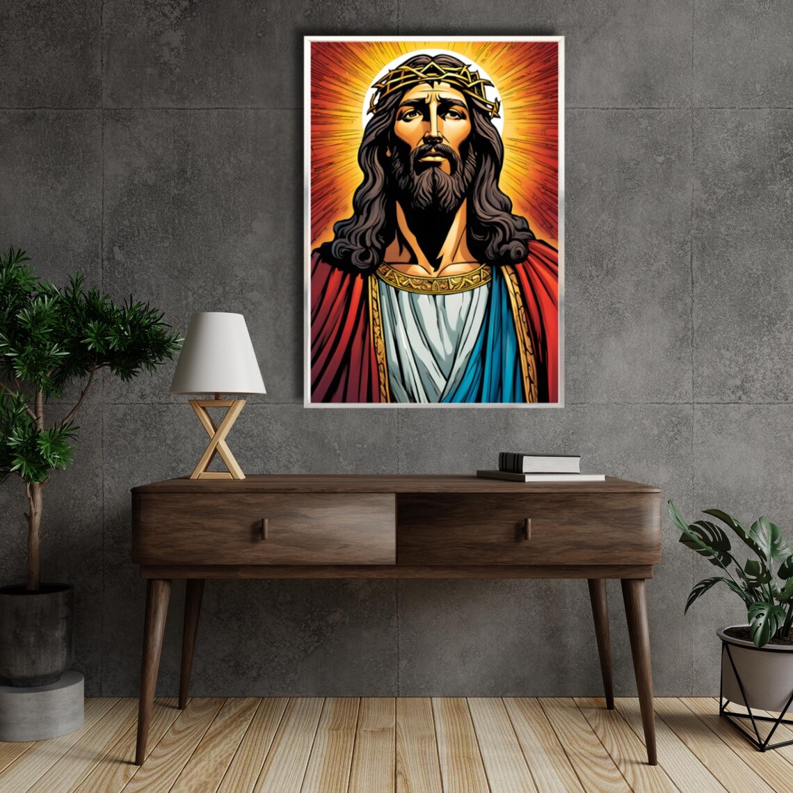 Jesus Standing Serious Abstract Religious Art Print - Image 4