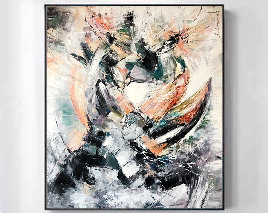 Modern Abstract Oil Painting On Stock Market Art Wall Street Art Contemporary Black Abstract Handmade Painting Finance Wall Art