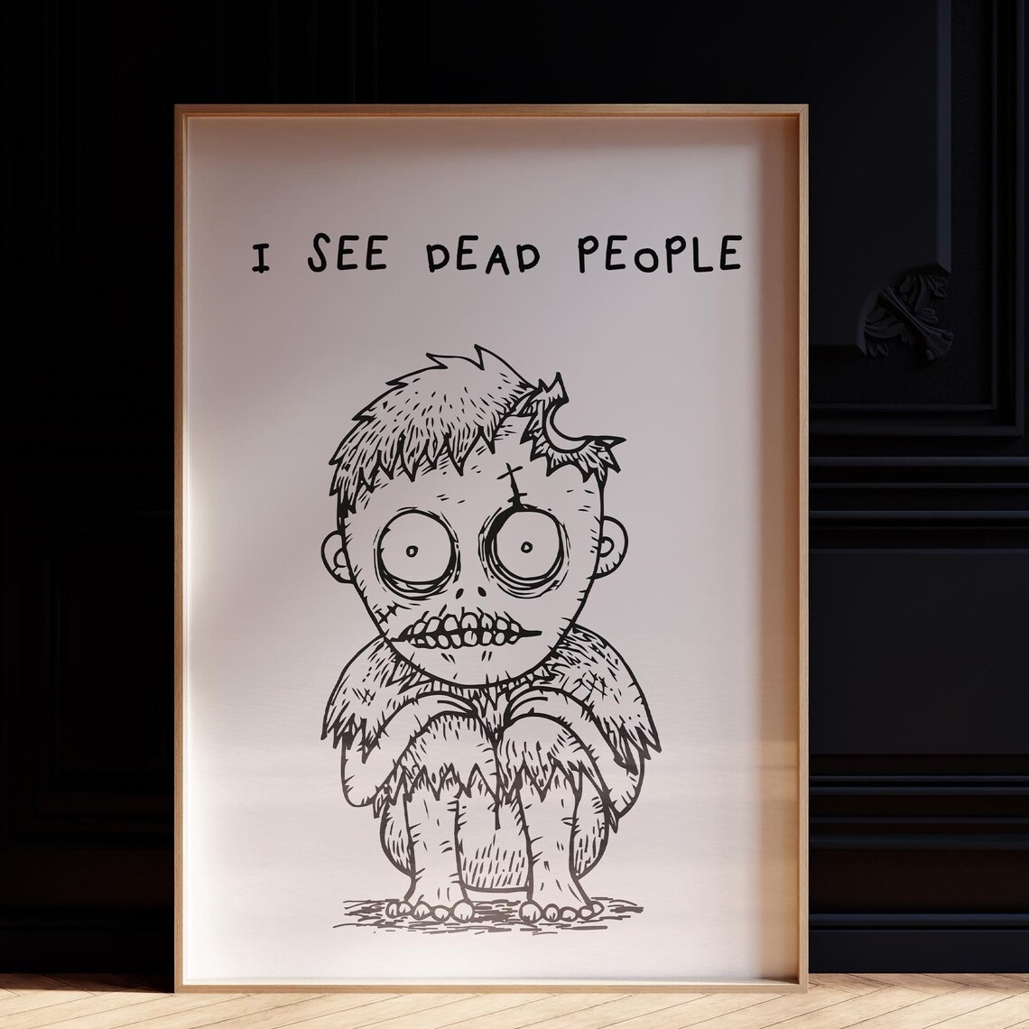 I See Dead People Cute Zombie Boy Cartoon Halloween Wall Poster