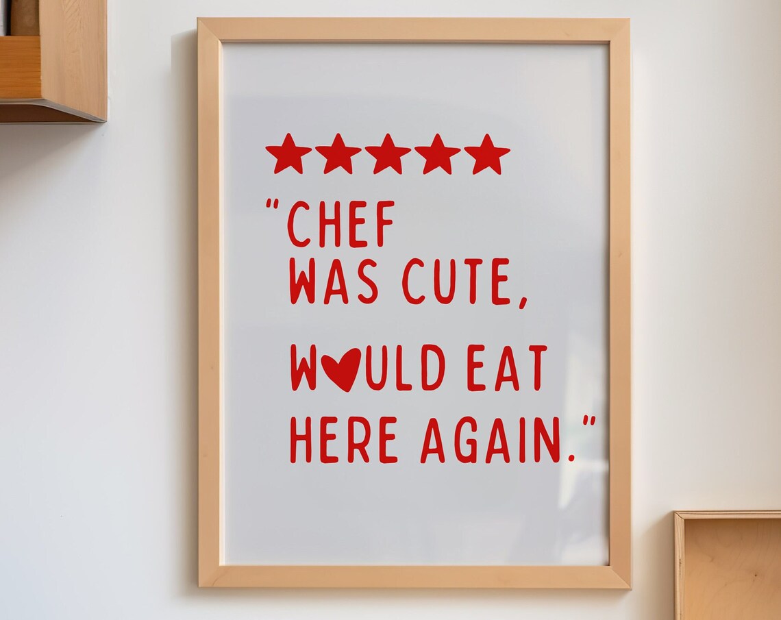 Cute Cooking Heart Kitchen Art Print, Minimalist