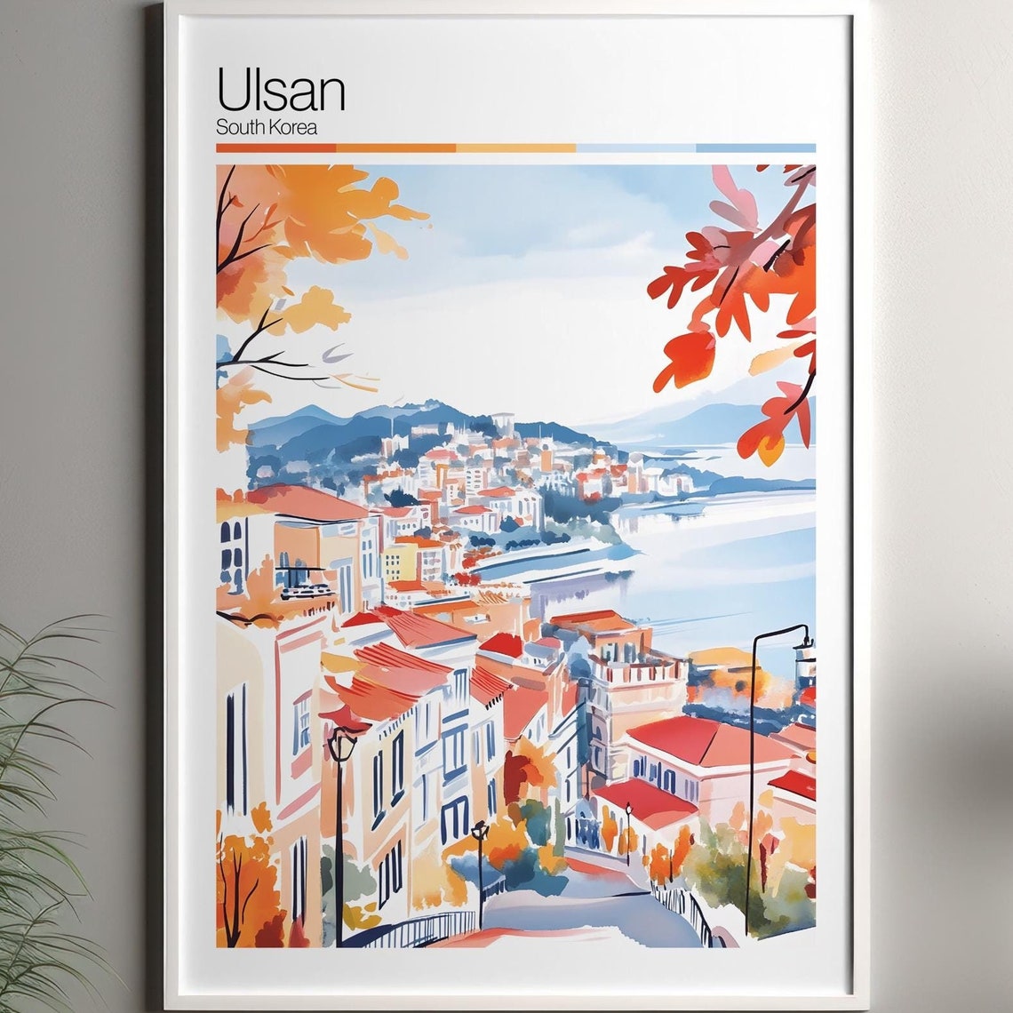 Ulsan Print Soft Colors Travel Poster Colourful Wall Art South Korea City Decor For