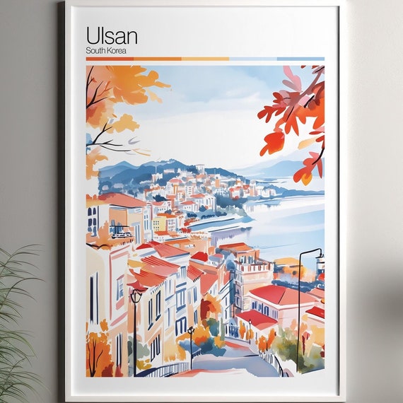 Ulsan Print Soft Colors Travel Poster Colourful Wall Art South Korea City Decor For