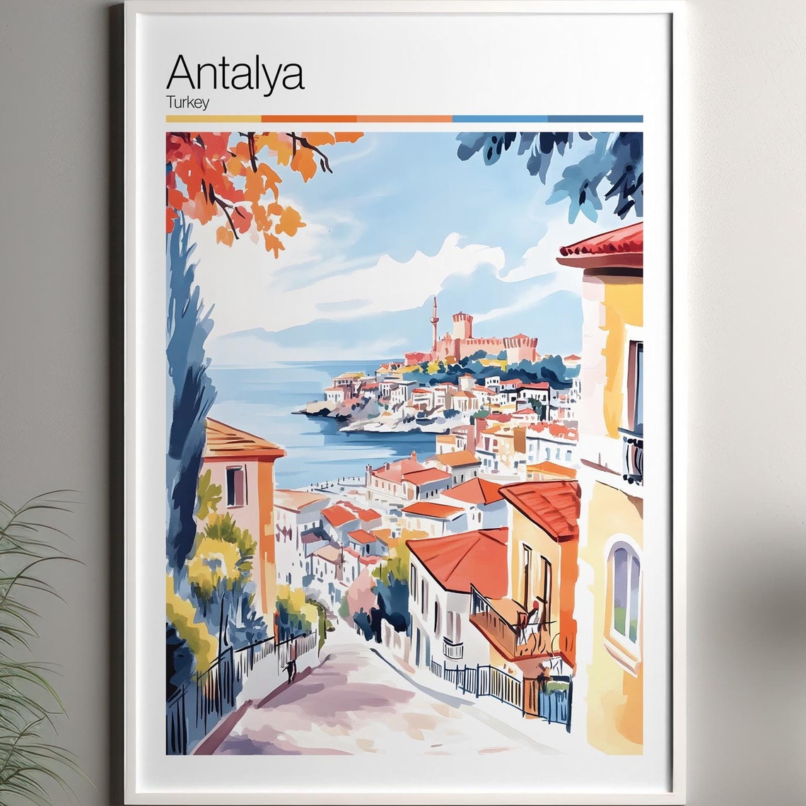 Antalya Print Soft Colors Travel Poster Colourful Wall Art Turkey City Decor For