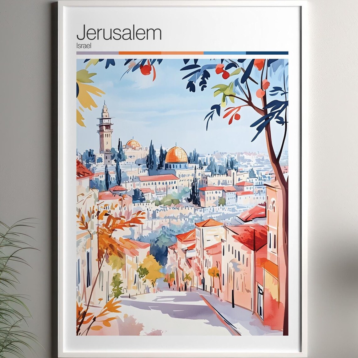 Jerusalem Israel Old City Golden Dome Historic Rooftops Travel Poster