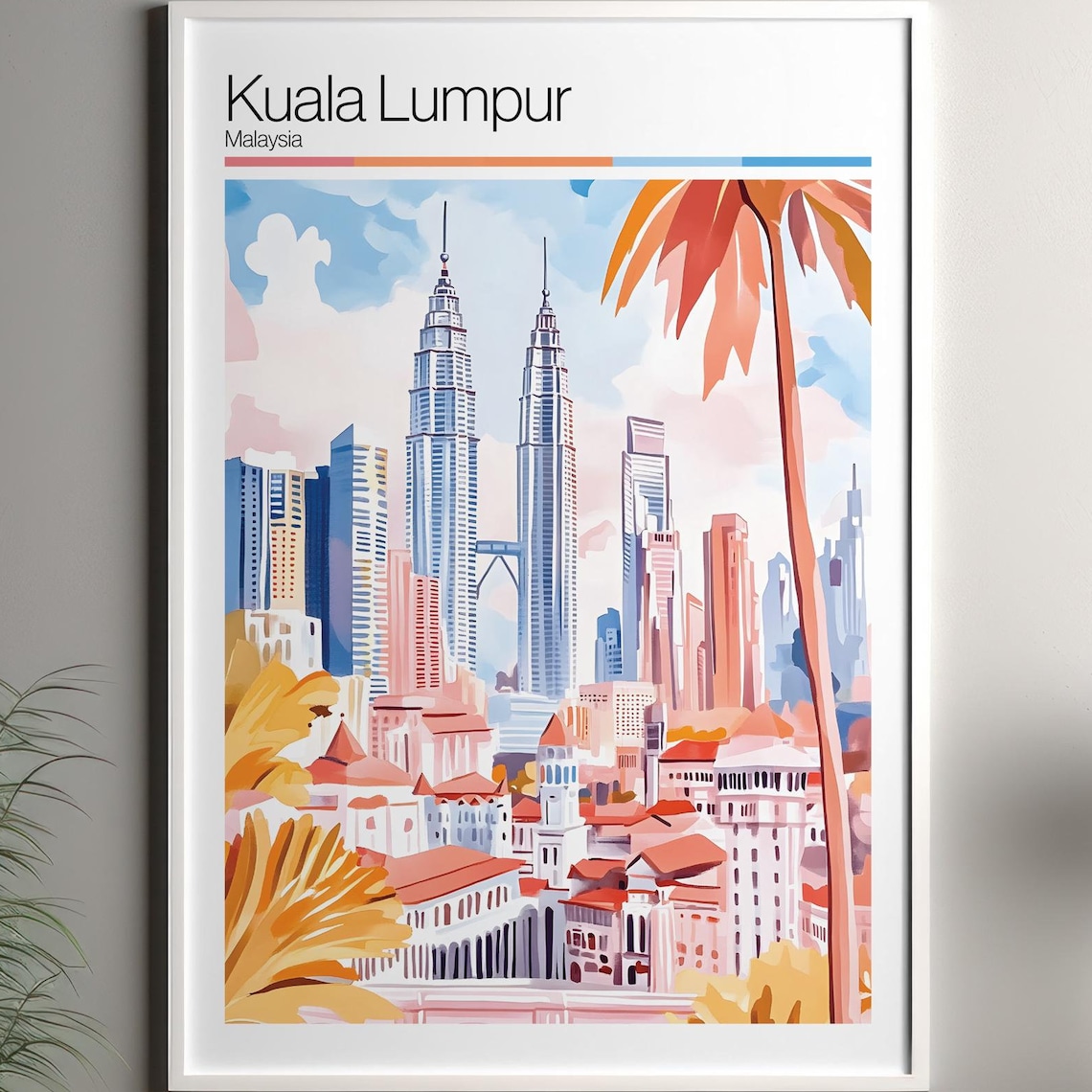 Kuala Lumpur Malaysia Petronas Twin Towers Skyline Travel Poster