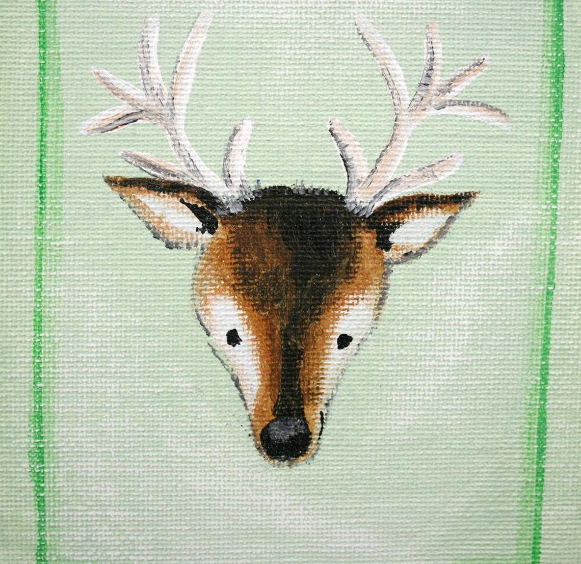 Cute Deer Head Antlers Mint Green Frame Whimsical Nursery Poster - Image 2