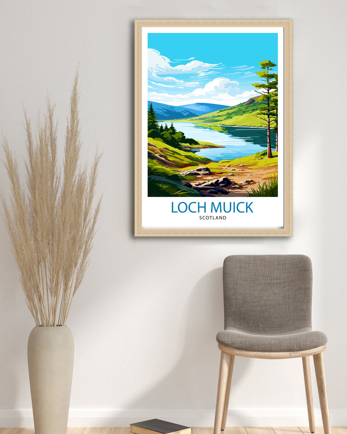 Loch Muick Scotland Loch Green Hills Path View Travel Poster - Image 3