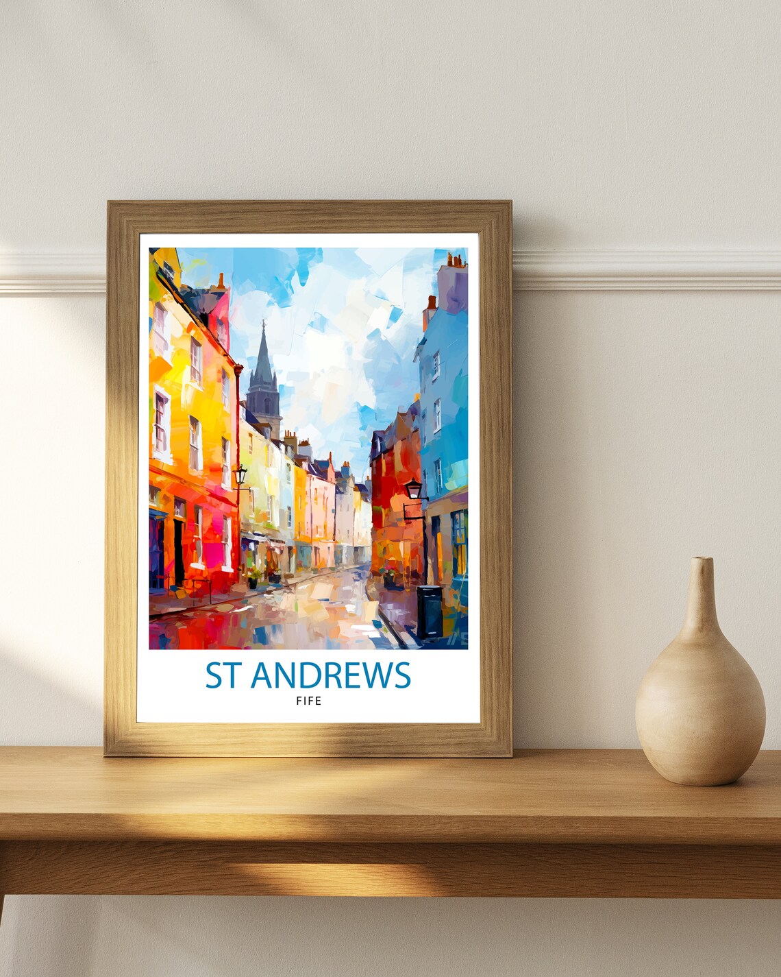 St Andrews Fife Scotland Colorful Old Town Street Scene Poster - Image 2