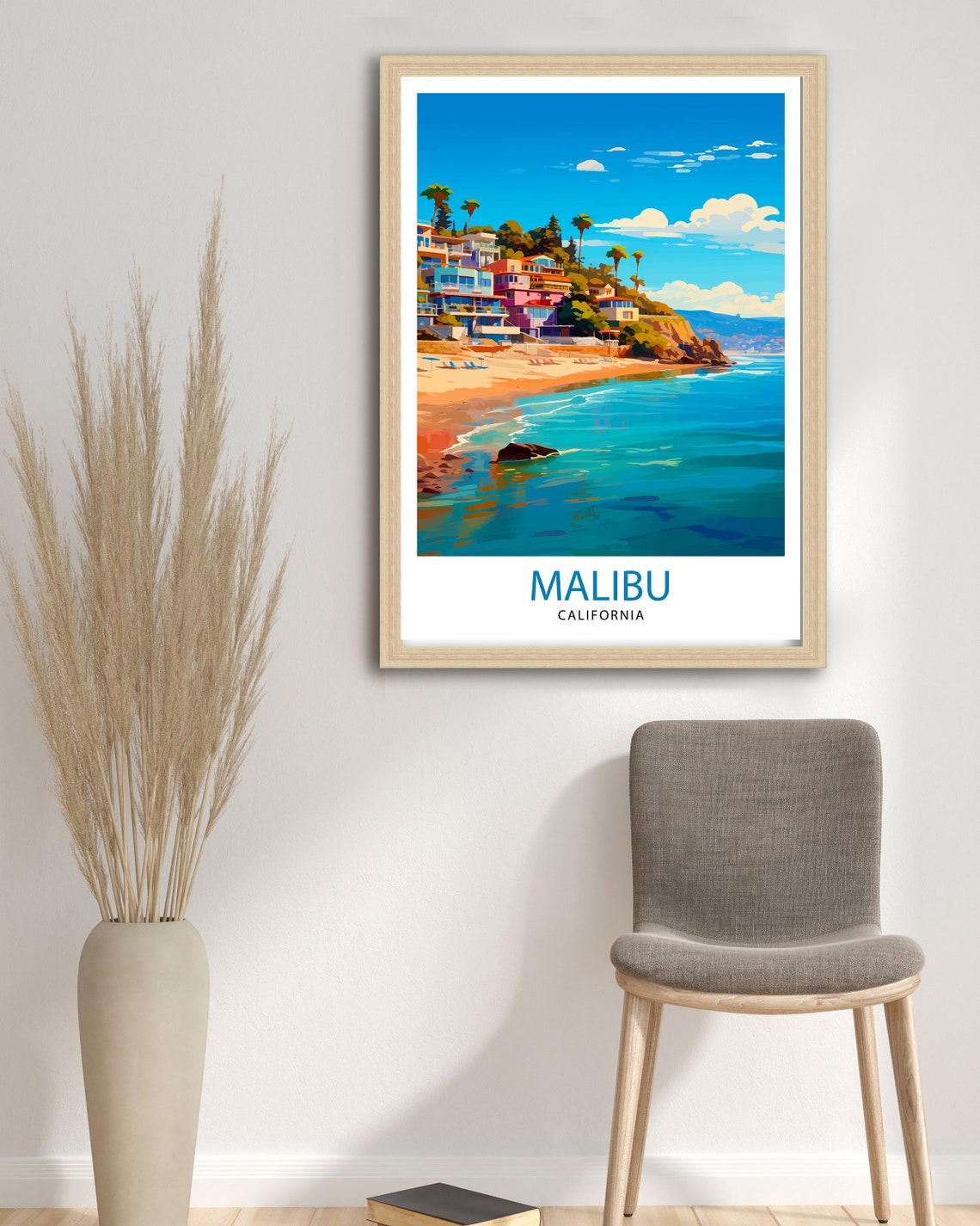 Malibu California Travel Print Malibu Wall Decor Malibu Home Living Decor Malibu California Illustration Travel Poster Gift For Malibu - Image 3