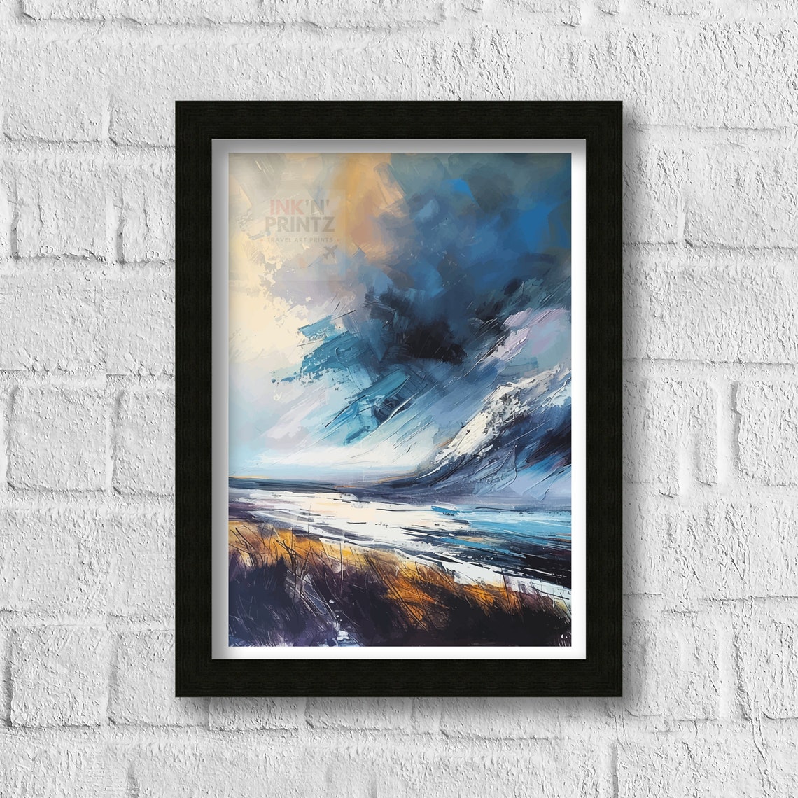 Ben Nevis Scotland Mountain Abstract Blue Summit Valley Poster - Image 3